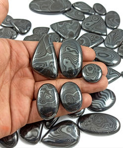Natural Psilomelane Cabochon Piedra preciosa Mineral negro pulido para la fabricación de joyas coleccionables y artesanía al por mayor a granel - Product Image 5