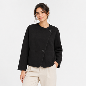 Chaqueta Casual de Forro Polar para Mujer, con Botones al Frente, Manga Larga, Logotipo Personalizado, Ropa Universitaria, Prenda Exterior de Moda - Product Image 1