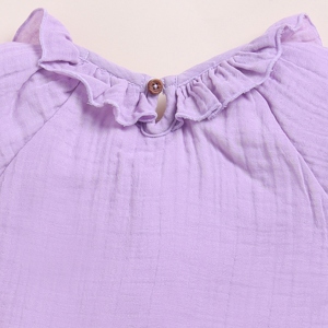 Lavender Haze Organic Muslin Frill Top <b>Set</b> Premium Quality Baby Clothing - Product Image 3