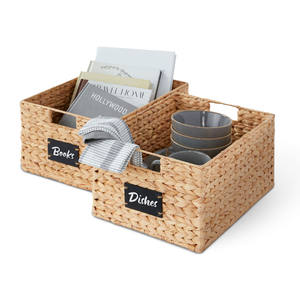 Panier pliable artisanal en jacinthe d'eau naturelle, panier de rangement au design simple en provenance du Vietnam, vente en gros - Product Image 6