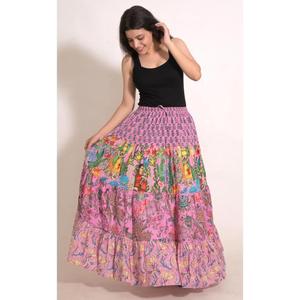 Women Handmade Cotton <b>Long</b> <b>Skirt</b> Floral Printed Boho Maxi <b>Skirt</b> Festival Beach Holiday Clothing - Product Image 3