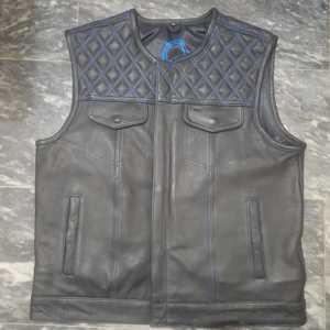 Men's Genuine Leather Moto <b>Vest</b> Stand Collar Button Closure Solid <b>Black</b> Outer Wear Autumn Style - Product Image 5