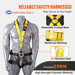 Universale 5 D-Ring imbracatura di sicurezza per tutto il corpo di protezione caduta aggiunta imbottitura staccabile per 340 libbre ANSI/ASSE Z359.11 conforme - Product Image 4