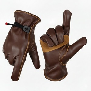 Professional Mechanic Leather <b>Gloves</b> Adjustable Wrist Strap Reinforced Palm Tactical Work Safety <b>Gloves</b> USA Market - Product Image 2