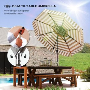 Ombrellone da Esterno Ventilato a 2 Livelli da 2,6 m con 8 Stecche, Protezione UPF 30+, Ombrellone da Tavolo Inclinabile da 2,6 m a 2 Livelli Ventilato - Product Image 4