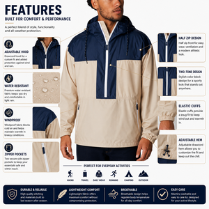 Chaqueta Cortavientos con Capucha para Hombre, Personalizada con Logotipo, 100% Nailon y Spandex, Estilo Anorak, Tallas Grandes, Venta al Por Mayor - Product Image 6