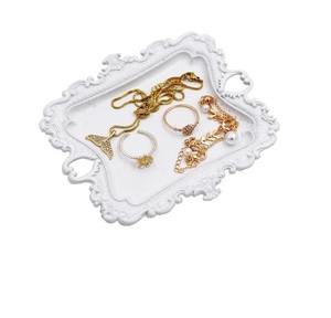 Decoración Vintage para el Hogar, Accesorios de Baño, Bandeja Pequeña para Joyas, Plato para Anillos Estilo Antiguo, Bandejas Doradas Estilo Campestre Francés - Product Image 4