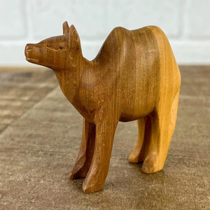 Centre de table en bois sculpté à la main en forme de chameau, sculpture décorative pour salon, table à manger et aménagement de maison de luxe - Product Image 1