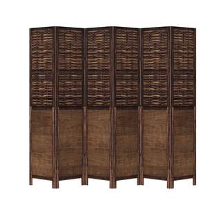 Separador de Habitaciones de 6 Paneles de Madera Maciza de Paulownia Marrón Oscuro, Elegante Biombo y Separador - Product Image 4