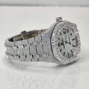 41mm Stainless Steel <b>Automatic</b> Mechanical <b>Wristwatch</b> Moissanite Diamond Iced Glass Dial Luxury Hip Hop Style High Quality Analog - Product Image 4