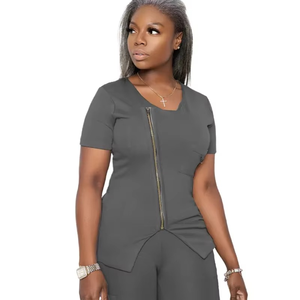 Uniformes Médicos Premium con Cierre para Mujer, Personalizables, para Enfermeras de Hospital, Top con Cierre, Pantalones Jogger, Ropa de Trabajo para Doctores y Enfermeras - Product Image 4