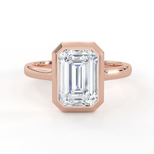 แหวนหมั้นเพชรทรงเหลี่ยมมรกต 2.50 กะรัต ทองคำแท้ 14K 18K เพชรเลี้ยงในห้องปฏิบัติการ ฝังแบบ Bezel ดีไซน์เรียบหรู แหวนแต่งงานแบบ Solitaire ทรง Step Cut - Product Image 3