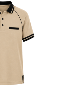 Camiseta Polo Personalizada para Hombre en Beige y Negro, Ropa Deportiva Informal, Transpirable, de Manga Corta, Mezcla de Algodón, para Golf - Product Image 4
