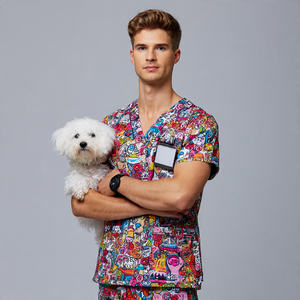 Vêtements de toilettage pour chiens, chemises, hauts, vêtements de mode pour toilettage d'animaux, chemises pour hommes, uniforme de toilettage pour chiens par sublimation - Product Image 1