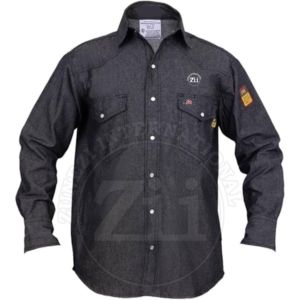 Chemise de travail respirante à manches longues pour mécanicien, soudeur, certifiée EN, en coton, protection contre le feu, anti-chaleur, denim FR - Product Image 1