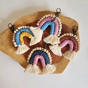 Rainbow Macrame <b>Key</b> Chain Handmade Boho Style Keyring for Home Car <b>Keys</b> Bag Zip Puller Decorative Charm Gift <b>Accessory</b> Item - Product Image 4