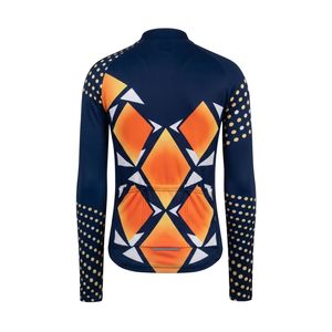 Maillot de Ciclismo de Manga Larga con Patrón de Diamantes Naranja Marino, Transpirable, de Poliéster de Secado Rápido, con Estampado por Sublimación y Antipilling - Product Image 2