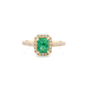 18K Yellow Gold Emerald and Sapphire Statement Wedding Band Ring - Product Image 2