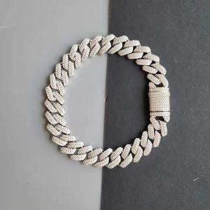 Bracelet Hiphop en Argent Sterling 925 avec Moissanite, Chaîne Plaqué Rhodium, Coupe Brillante, Unisexe, pour Mariage et Fêtes - Product Image 5