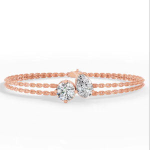 Bracelet double rang délicat en or 10 carats avec diamants taillés poire et ronds, collection romantique Toi et Moi – Bijoux de luxe, fournisseur en gros - Product Image 1