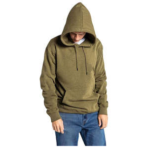 Sweat-shirt à capuche en molleton vert olive pour homme, décontracté, à manches longues, avec poche kangourou, haut d'automne - Product Image 3