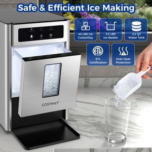 Máquina de Hielo Portátil Eléctrica con Carcasa de Acero Inoxidable, Pala para Hielo y Bandeja de Agua para Uso en Autocaravanas, Automóviles y Hoteles - Product Image 5