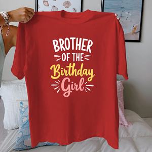 T-shirt pour femme BROTHER of the Birthday Girl, imprimé décontracté, tricoté 100% coton, coupe confortable - Product Image 2