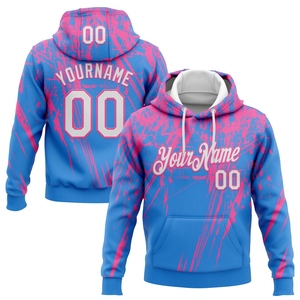 Venta al por mayor directa de fábrica: Nuevo diseño personalizado, sudadera con capucha para hombre, en tejido de estambre, con patchwork azul claro, blanco y rosa, ecológica. - Product Image 1