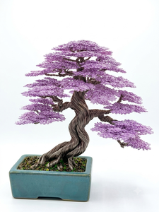 Bonsái de Arce Hecho a Mano con Hojas de Alambre Morado en Maceta Decorativa para Regalos de Inauguración de Casa, Navidad y Año Nuevo - Product Image 6
