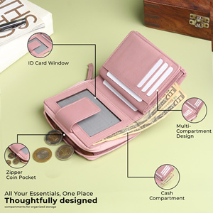 WRIZA Women's Short Genuine Leather Wallet | Lavender RFID Clutch <b>Purse</b> with 9 Card Slots ID Window Zipper Coin Pocket Daily Use - Product Image 3