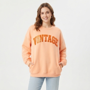 เสื้อสเวตเชิ้ตคอกลมปักลายตัวอักษรประดับเลื่อมแบบสั่งทำสำหรับผู้หญิง ทรงโอเวอร์ไซส์ สวมใส่สบายๆ สไตล์ลำลอง เหมาะสำหรับฤดูใบไม้ร่วง - Product Image 3