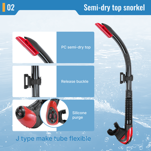 Tube de plongée semi-sèche professionnel avec embout buccal en silicone et valve de purge, tube de plongée durable en PC pour la plongée en apnée OEM/ODM/OBM - Product Image 3