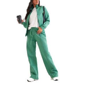 Trajes Deportivos Casuales de Invierno para Mujer, Manga Corta, Cuello Alto, Secado Rápido, Transpirables, Sólidos, de Alta Calidad, al por Mayor, para Correr - Product Image 1