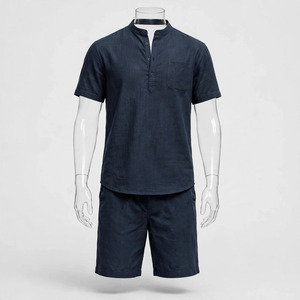 Wholesale Summer Men's Casual Shorts <b>Set</b> Plain Color Solid 100% Cotton Jersey Quick Dry Knitted Pocket Customized Logo <b>Twin</b> <b>Set</b> - Product Image 5