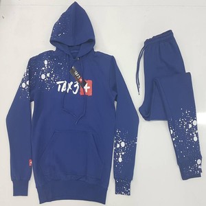Ensemble de survêtement décontracté pour homme OEM, sweat à capuche en polaire noir avec motif lettres, respirant, pour l'hiver, pantalon de jogging assorti - Product Image 5