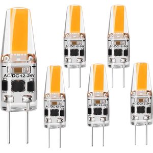 Bombilla LED 2W Blanco Cálido 3000K AC/DC12V-24V 1505 COB Equivalente a 20W T3 Tipo JC Base Bi-Pin G4 Halógena 6.ª Generación - Product Image 1