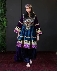 Robe maxi afghane élégante, magenta, faite à la main, traditionnelle, brodée, avec des miroirs, robe fluide, robe afghane Kuchi - Product Image 3
