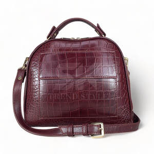 Sac à main de luxe en cuir véritable gaufré croco pour femme, sac fourre-tout à bandoulière avec logo personnalisé et grande capacité - Product Image 1