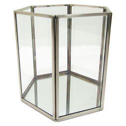 Lanterne en verre avec cadre hexagonal en laiton, décoration d'intérieur, porte-bougie - Product Image 3
