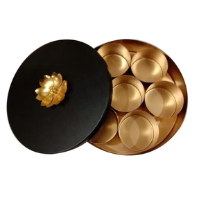 Premium <b>Iron</b> Masala Dabba Round Spice Storage Box with <b>7</b> Removable Containers Decorative Engraved Lid for Kitchen Organization - Product Image 1