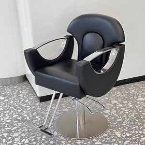 Fauteuil de Barbier Moderne en Cuir PU Noir, Chaise de Salon Hydraulique Réglable en Hauteur pour Coiffure - Product Image 3