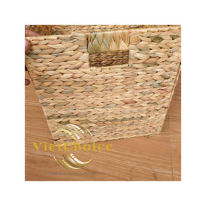 Natural Water Hyacinth Hand Woven <b>Square</b> Storage <b>Basket</b> with Handles Foldable Living Room Organizer VIETCHOICE 2026 - Product Image 1