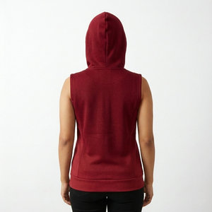 Gilet à capuche zippé sans manches pour femme, sur mesure, en mélange de coton de qualité supérieure, coupe régulière, élégant, prix de gros - Product Image 6