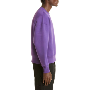 Sweat-shirt unisexe en coton biologique tricoté à col rond et manches longues, couleur unie, coupe décontractée, service OEM disponible pour la vente en gros. - Product Image 3