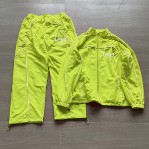 Custom Windbreaker Nylon Tracksuit Logo Embroidery Patchwork Zip up Sweatpants and <b>Hoodie</b> Set Jogging Suits - Product Image 5