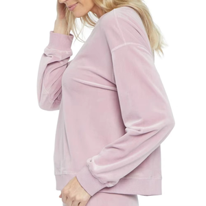 Fashionable <b>Women's</b> Winter Pink <b>Velour</b> <b>Tracksuit</b> Two-Piece Set Breathable Eco-Friendly 100% Polyester Long Sleeve Crew Neck Top - Product Image 5