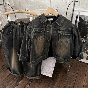Conjunto de Ropa de Alta Calidad para Niños y Niñas de 2 a 8 Años, Chaqueta de Mezclilla Oxford, Conjunto de Moda para Primavera/Otoño - Product Image 1