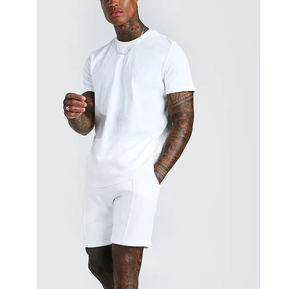 Conjunto de Camiseta y Pantalones Cortos de Verano 2026, Cuello Redondo, 100% Algodón, Estilo Casual, Holgado y Transpirable para Hombre - Product Image 4