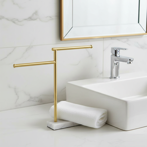 Marble and Metal Towel <b>Holder</b> Stand Classic Elegant Design for Bathroom Hand Towel Organizer - Product Image 1