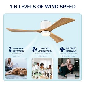 Ventilatore da Soffitto da 52 Pollici con Pale in Legno Massello, Telecomando, Motore DC Silenzioso, 6 Velocità Reversibili e Luci Integrate - Product Image 5